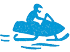 A blue drawing of a man on a snowmobile. AI generated content